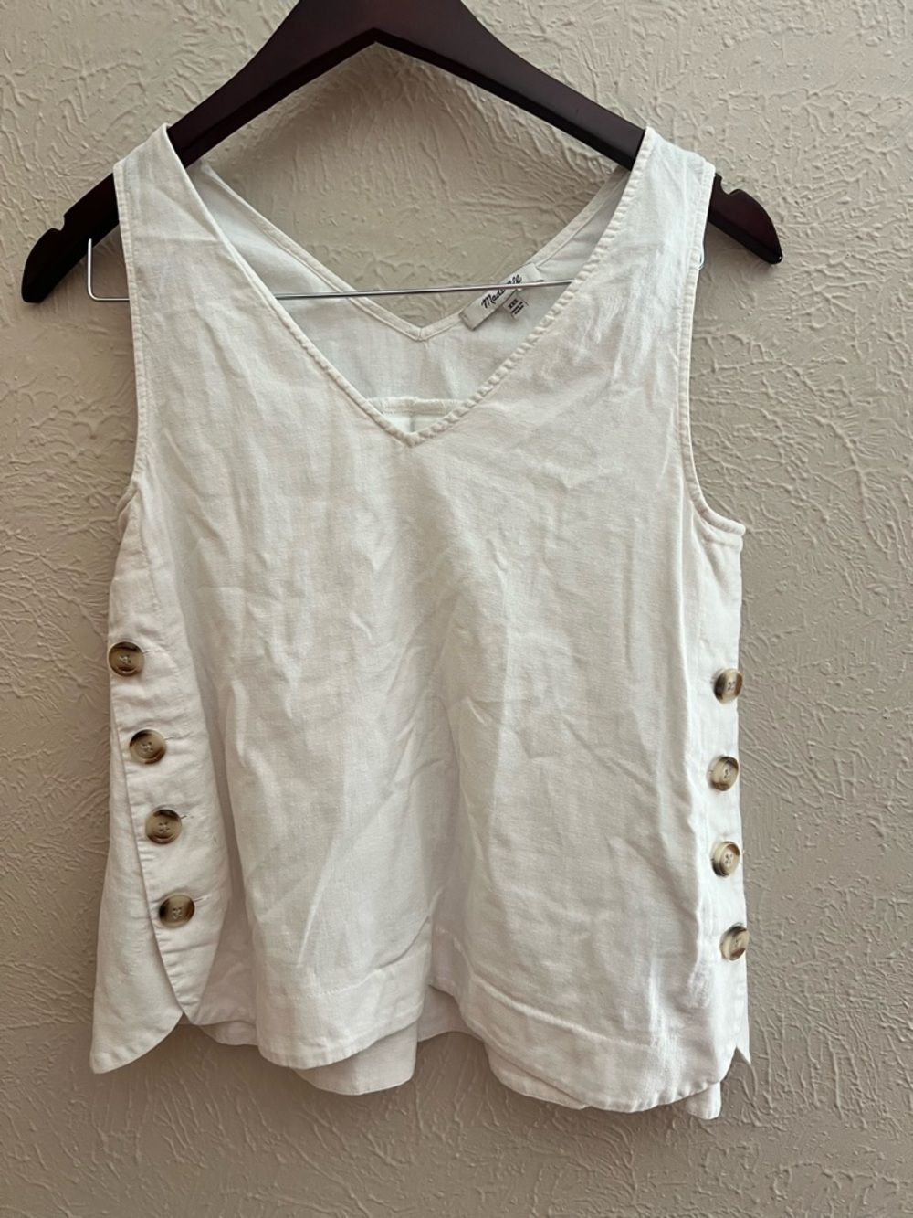 Madewell Linen-Blend Side-Button Tank Top – XXS